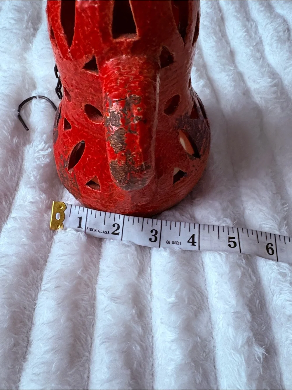 Rustic Red Pottery Lantern Candle Holder Hanging Tea Light Decor